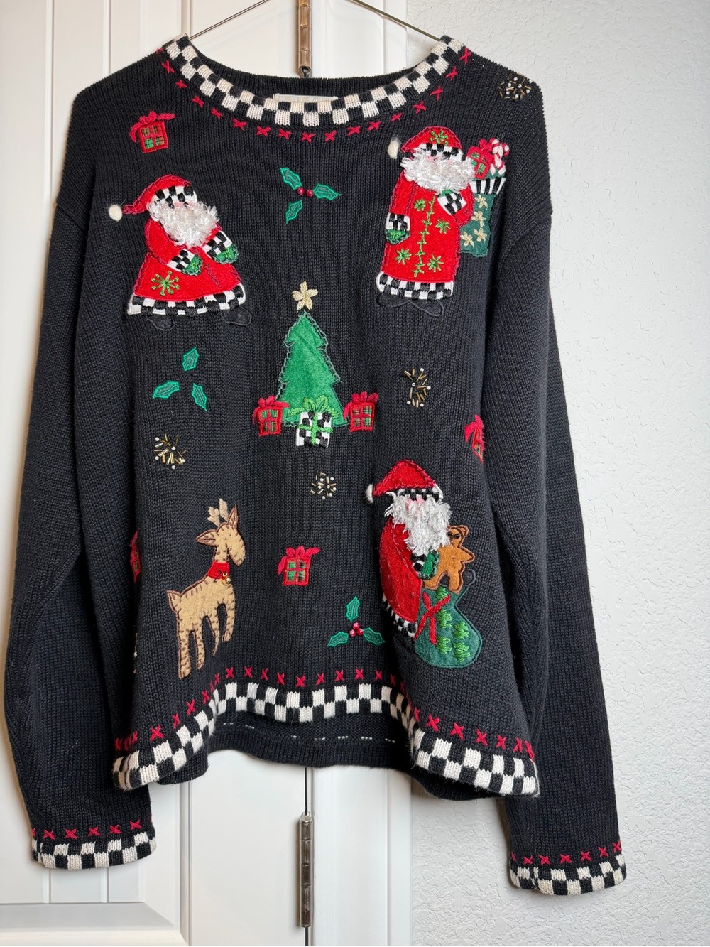 Lemon Grass - Holiday Crewneck Sweater with Festive Santa